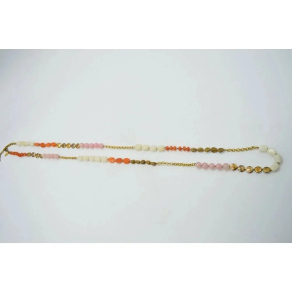 Talbots Gold Tone Pink Orange White Polished Stone - Picture 6 of 7